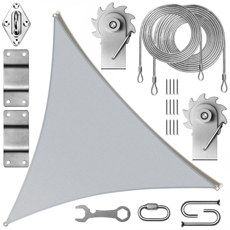 Colourtree Triangle Sun Shade Sail With Winch Installation Kit and